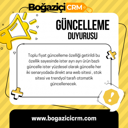 Toplu Fiyat Güncelleme Özelliği Yayında