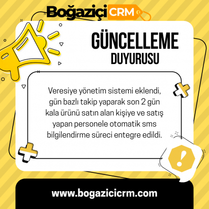 Güncelleme: Veresiye Yönetim Sistemi Yayında
