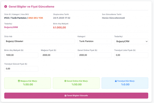 Varyant Bazlı Stok Yönetimi