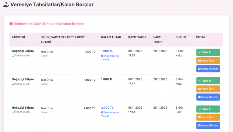 Veresiye Müşteri Borç Takibi