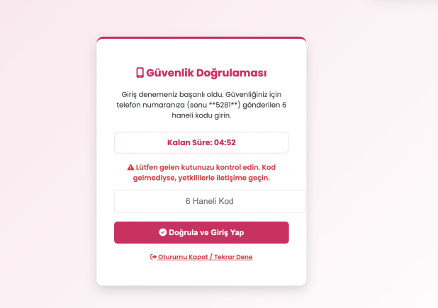 OTP ile Güvenli Personel Girişi